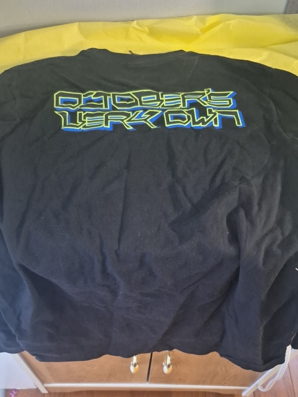 OVO Black Tee with Neon Blue and Neon Green Logo